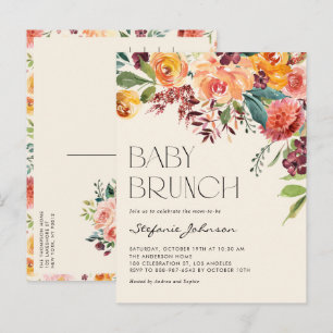 Vintage-Herbst-Blumenstrauß-Herbst-Baby-Brunch Einladungspostkarte