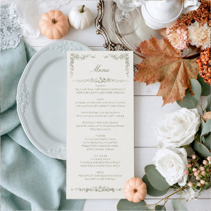 Vintage Herbst Botanical Eiche & Kürbis Hochzeit Menükarte