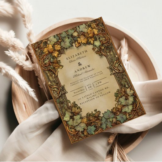 Vintage-Herbst-Botanik-Hochzeit Einladung