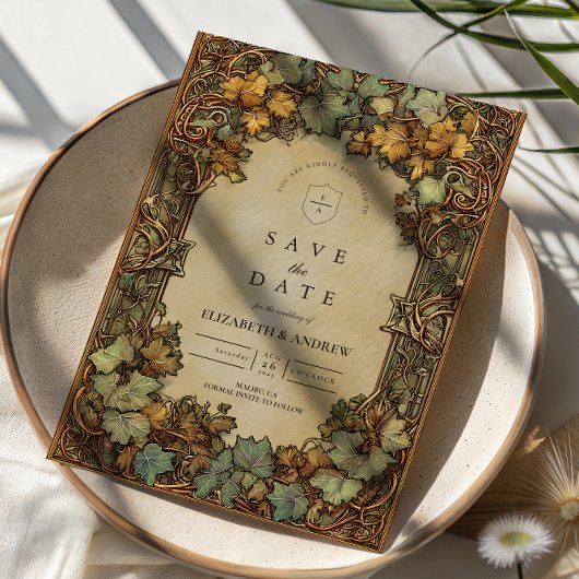 Vintage-Herbst-Botanik-Hochzeit Save The Date