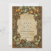 Vintage-Herbst-Botanik-Hochzeit Save The Date (Vorderseite)