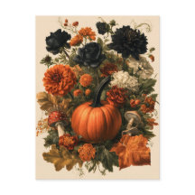 Vintage-Herbst-Botanik-Illustration mit Kürbis
