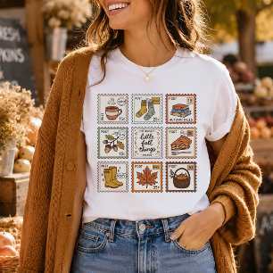 Vintage Herbst-Briefmarken Retro-Herbst-Ästhetik T-Shirt