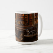 Vintage Herbst Buchladen & Auto Kaffeetasse (VorderseiteRechts)