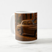 Vintage Herbst Buchladen & Auto Kaffeetasse (Vorderseite Links)