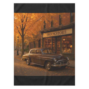 Vintage Herbst Buchladen & Auto Tischdecke