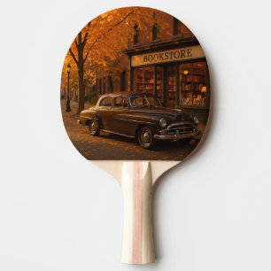 Vintage Herbst Buchladen & Auto Tischtennis Schläger