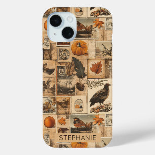Vintage-Herbst-Collage-Muster Rustikale Ephemera Case-Mate iPhone Hülle