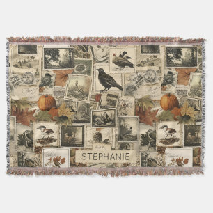 Vintage-Herbst-Ephemeren-Collage Rustikale Vögel Decke