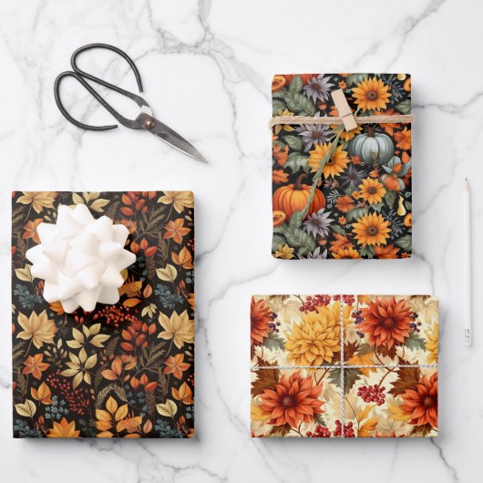 Vintage Herbst Geschenkpapier Set (Vorderseite)