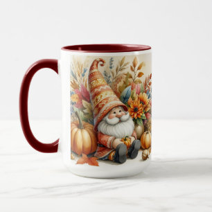 Vintage Herbst Gnome mit Herbstblättern Tasse