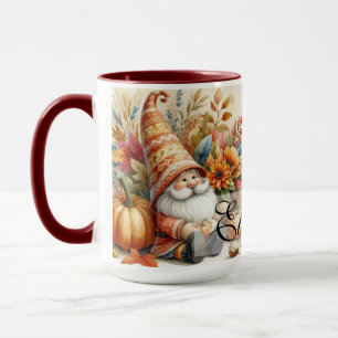 Vintage Herbst Gnome mit Herbstblättern Tasse