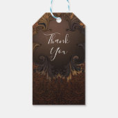 Vintage Herbst-Goldmedaille-Blätter Hochzeit Geschenkanhänger (Rückseite)