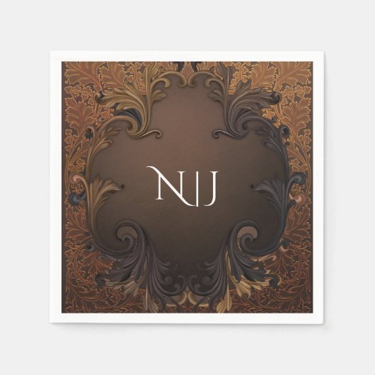 Vintage Herbst-Goldmedaille-Blätter Hochzeit Serviette (Vorderseite)