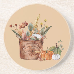 Vintage-Herbst-Herbstblumen-Arrangement und Kürbis Getränkeuntersetzer