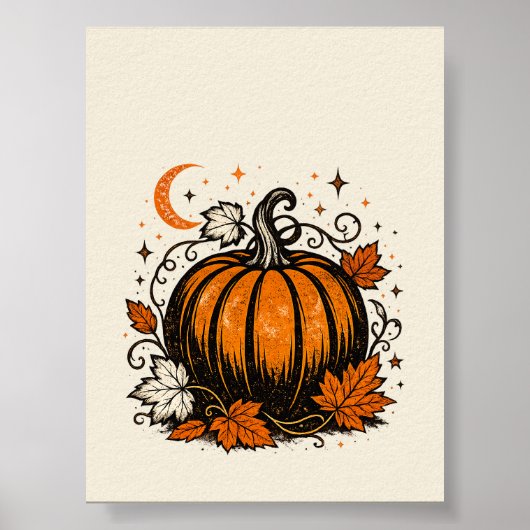 Vintage Herbst-Kürbis-Botanik-Illustration | Poster (Vorne)