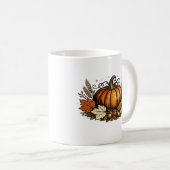 Vintage Herbst Kürbis & Ernteblätter | Rustikal F Kaffeetasse (VorderseiteRechts)