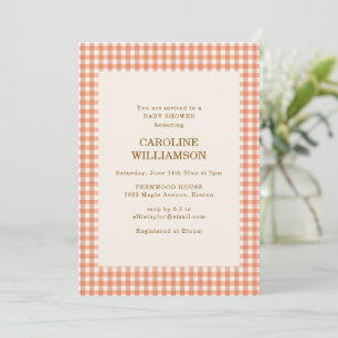 Vintage-Herbst-Kürbis-Orange-Gingham-Baby-Party Einladung