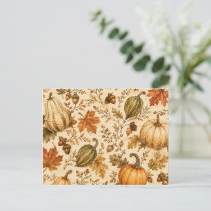 Vintage-Herbst-Kürbis- und Gourd-Muster  Postkarte
