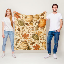 Vintage-Herbst-Kürbis-und-Gourden-Muster Fleecedecke