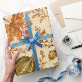 Vintage-Herbst-Kürbis-und-Gourden-Muster Geschenkpapier