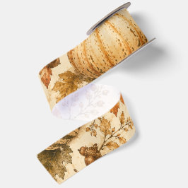 Vintage-Herbst-Kürbis-und-Gourden-Muster Satinband