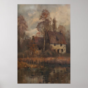 Vintage-Herbst-Landschaftsdruck, Melancholisch Poster