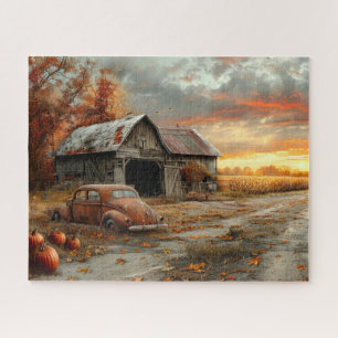 Vintage Herbst-Landstraße und Scheune 16x20 Puzzle