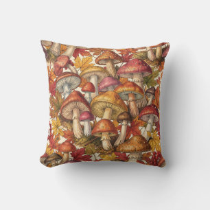 Vintage-Herbst-Pilz-Wald-Botanik-Muster Kissen
