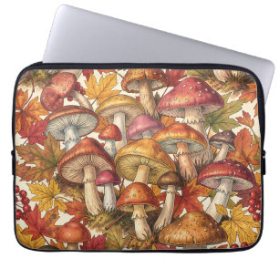 Vintage-Herbst-Pilz-Wald-Botanik-Muster Laptopschutzhülle