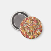 Vintage-Herbst-Pilz-Wald-Botanik-Muster Magnet (Vorderseite/Rückseite)