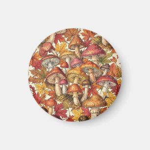 Vintage-Herbst-Pilz-Wald-Botanik-Muster Magnet