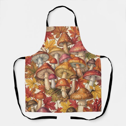 Vintage-Herbst-Pilz-Wald-Botanik-Muster Schürze (Vorderseite)