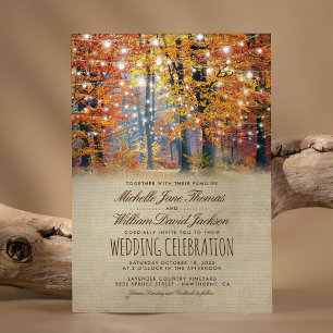 Vintage-Herbst-Rustikal-Herbst-Lichterketten-Hochz Einladung