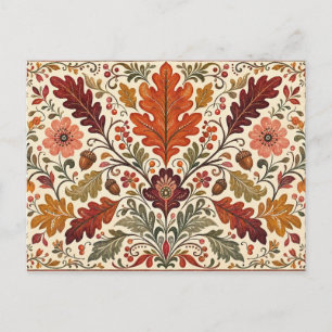 Vintage Herbst-Volks kunst Botanische Postkarte He