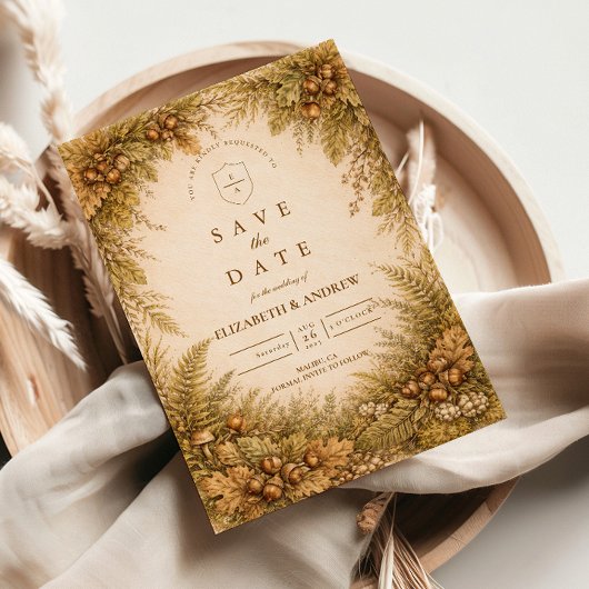 Vintage Herbst Wald Botanische Hochzeit Save The Date
