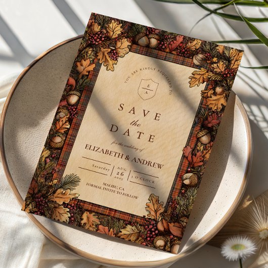 Vintage Herbst-Wald-Romantik Save The Date