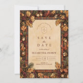 Vintage Herbst-Wald-Romantik Save The Date (Vorderseite)