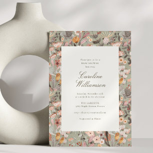 Vintage-Herbst-Wildblumengarten-Moderne-Baby-Party Einladung