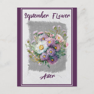 Vintage-Herbstaster-Blumenmuster Postkarte