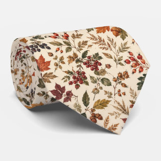 Vintage Herbstbeeren Eichenlaub Botanik Krawatte