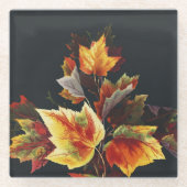 Vintage Herbstblatt-Motiv Glasuntersetzer (Vorderseite)