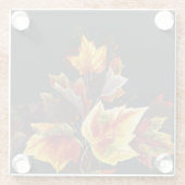 Vintage Herbstblatt-Motiv Glasuntersetzer (Rückseite)