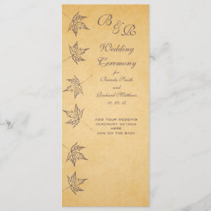 VINTAGE HERBSTBLÄTTER HOCHZEITSPROGRAMM PROGRAMM