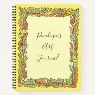 Vintage Herbstblätter Kunstjournal mit Ihrem Namen Notizblock