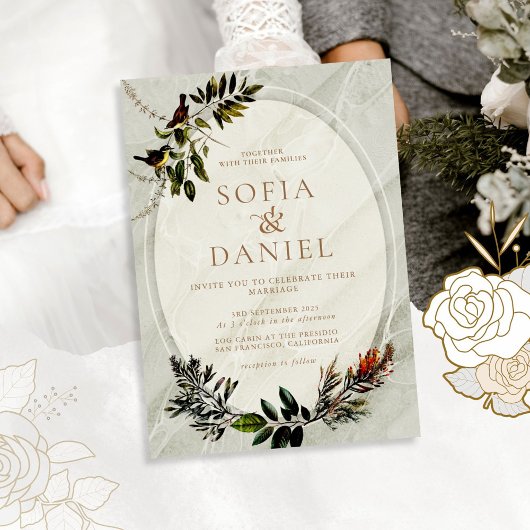 Vintage Herbstblatthochzeit Einladung