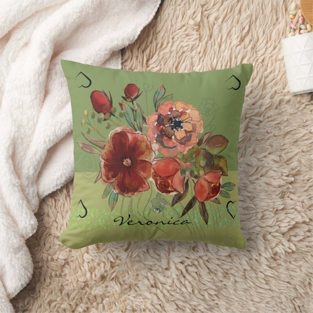 Vintage-Herbstblumen Kissen (Decke)