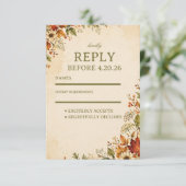 Vintage-Herbstblumen RSVP Karte (Stehend Vorderseite)