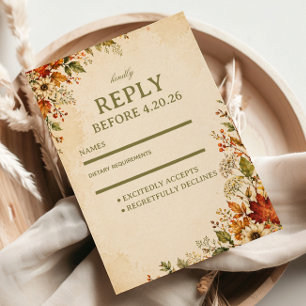 Vintage-Herbstblumen RSVP Karte