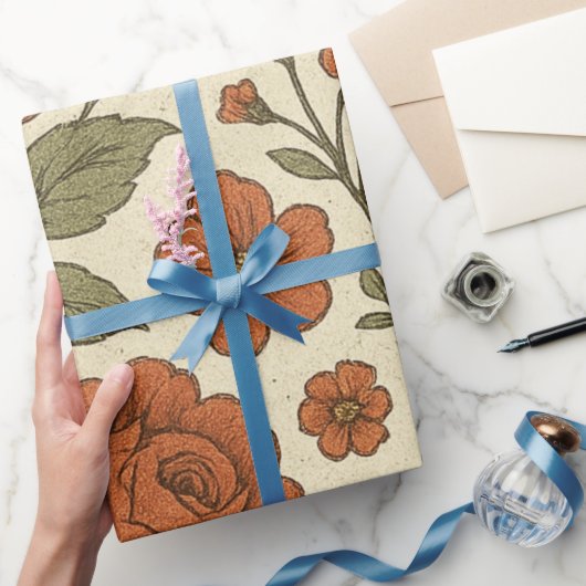 Vintage-Herbstblumenmuster – Rustikale Botanik Geschenkpapier (Schenken)